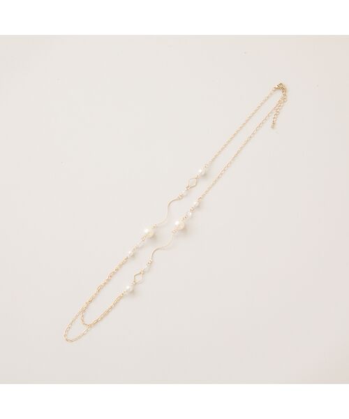 Rose Tiara / ローズティアラ ネックレス・ペンダント・チョーカー | パール調ビーズウエーブネックレス（ゴールド）