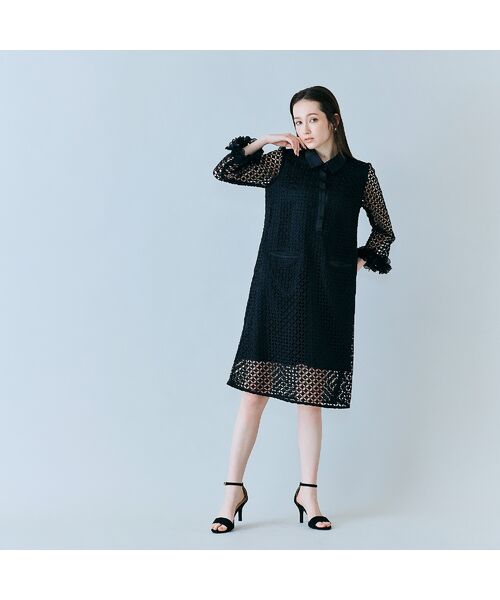 Rose Tiara / ローズティアラ ミニ丈・ひざ丈ワンピース | ラグジュアリーレースワンピース（ブラック）