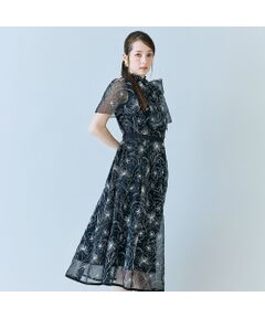 Rose Tiara / ローズティアラ ミニ丈・ひざ丈ワンピース | シアー刺繍バイカラーワンピース