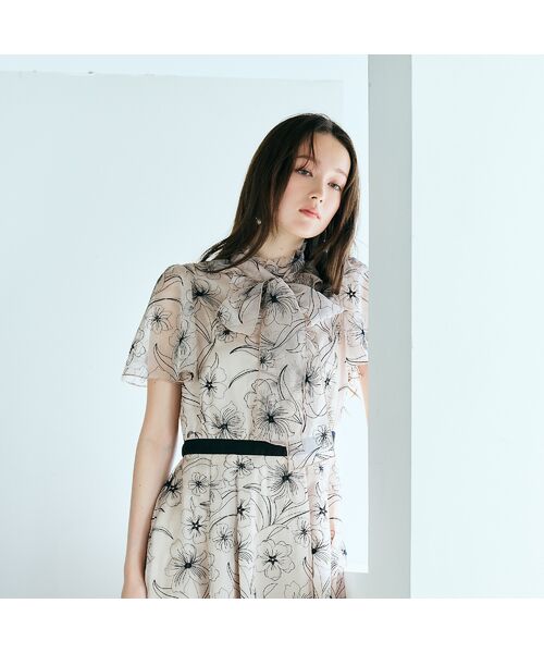 Rose Tiara / ローズティアラ ミニ丈・ひざ丈ワンピース | シアー刺繍バイカラーワンピース | 詳細2