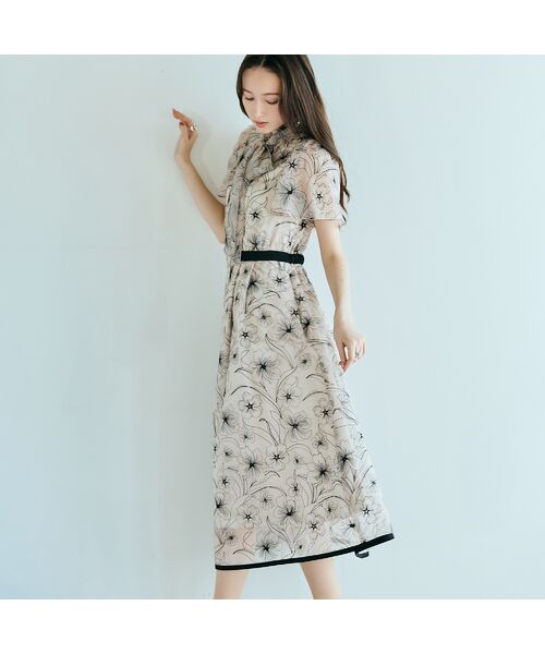 Rose Tiara / ローズティアラ ミニ丈・ひざ丈ワンピース | シアー刺繍バイカラーワンピース | 詳細5