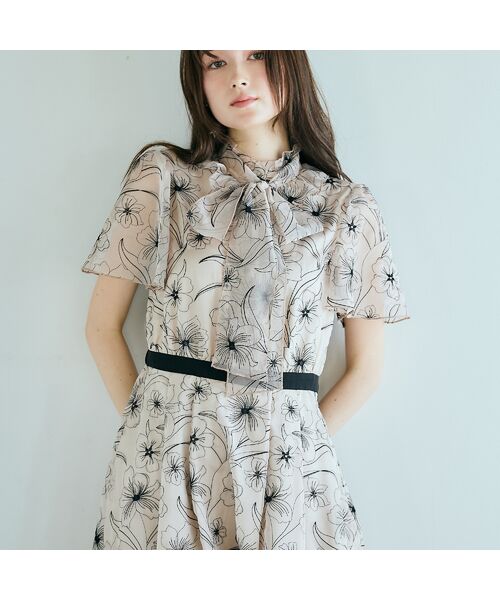 Rose Tiara / ローズティアラ ミニ丈・ひざ丈ワンピース | シアー刺繍バイカラーワンピース | 詳細7