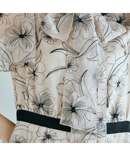 Rose Tiara / ローズティアラ ミニ丈・ひざ丈ワンピース | シアー刺繍バイカラーワンピース | 詳細8