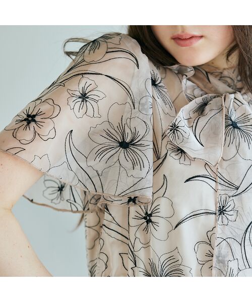 Rose Tiara / ローズティアラ ミニ丈・ひざ丈ワンピース | シアー刺繍バイカラーワンピース | 詳細9