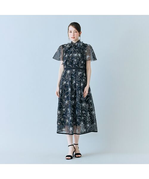 Rose Tiara / ローズティアラ ミニ丈・ひざ丈ワンピース | シアー刺繍バイカラーワンピース | 詳細11