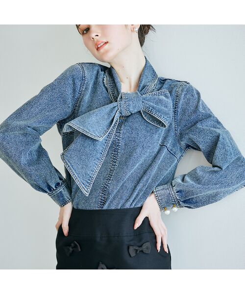 Rose Tiara / ローズティアラ シャツ・ブラウス | ライトデニムカラーステッチブラウス | 詳細1