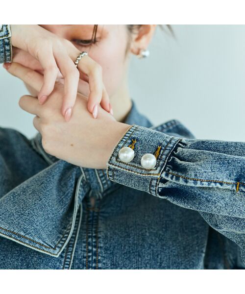 Rose Tiara / ローズティアラ シャツ・ブラウス | ライトデニムカラーステッチブラウス | 詳細10