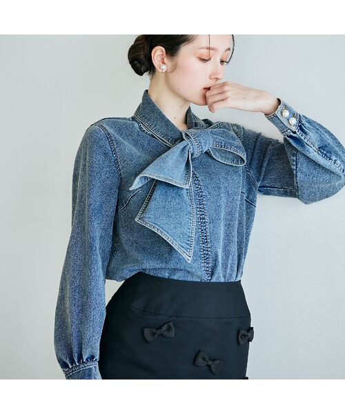 Rose Tiara / ローズティアラ シャツ・ブラウス | ライトデニムカラーステッチブラウス | 詳細3