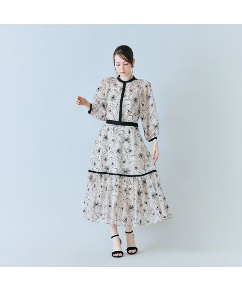 Rose Tiara / ローズティアラ シャツ・ブラウス | シアー刺繍バイカラーダブルリボンブラウス | 詳細2