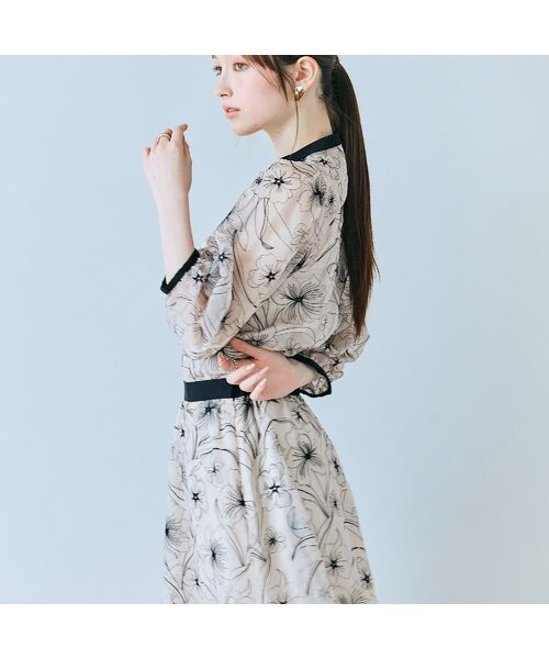 Rose Tiara / ローズティアラ シャツ・ブラウス | シアー刺繍バイカラーダブルリボンブラウス | 詳細4