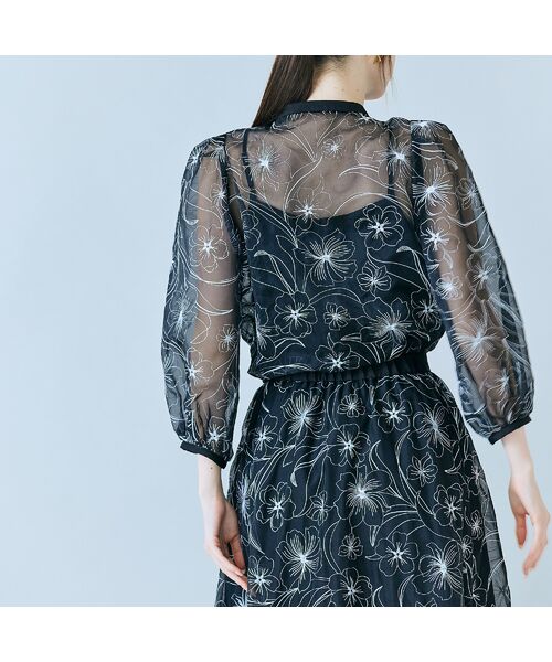 Rose Tiara / ローズティアラ シャツ・ブラウス | シアー刺繍バイカラーダブルリボンブラウス | 詳細13