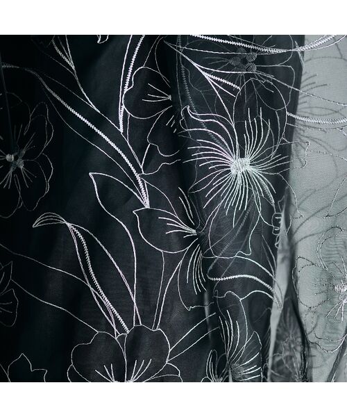 Rose Tiara / ローズティアラ ミニ・ひざ丈スカート | シアー刺繍バイカラーティアードスカート | 詳細10