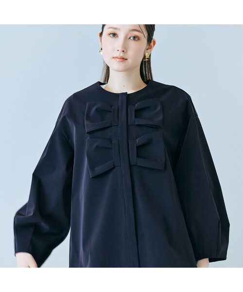 Rose Tiara / ローズティアラ ノーカラージャケット | ダブルリボンジャケット（ブラック）