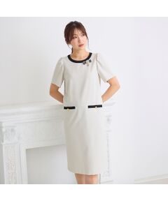 Rose Tiara / ローズティアラ ミニ丈・ひざ丈ワンピース | 【接触冷感/イージーケア】リネンライクバックリボンワンピース