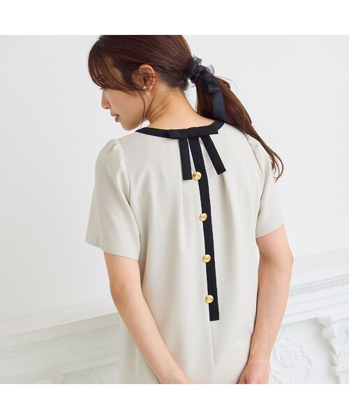 Rose Tiara / ローズティアラ ミニ丈・ひざ丈ワンピース | 【接触冷感/イージーケア】リネンライクバックリボンワンピース | 詳細2