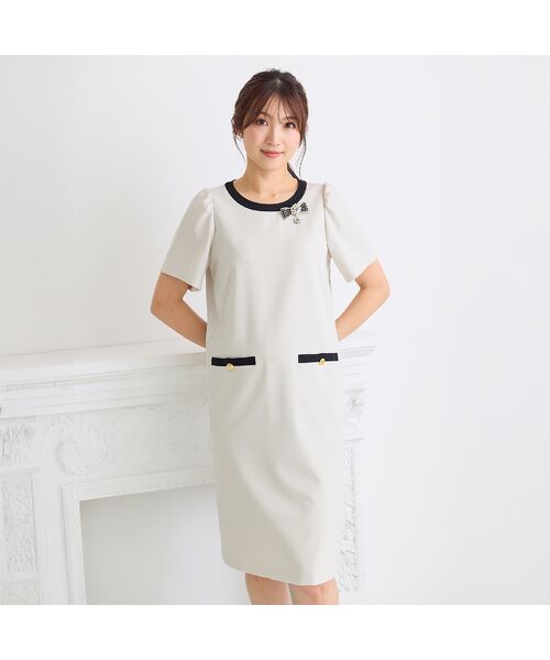 Rose Tiara / ローズティアラ ミニ丈・ひざ丈ワンピース | 【接触冷感/イージーケア】リネンライクバックリボンワンピース | 詳細3