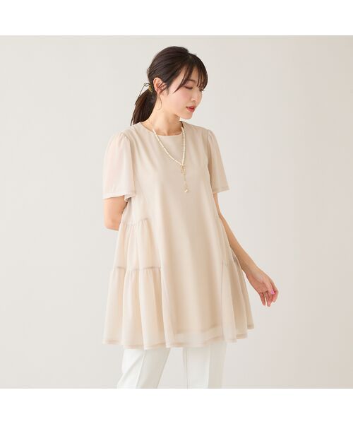 Rose Tiara / ローズティアラ シャツ・ブラウス | 【セットアップ対応】サイドティアード切替シアーチュニック | 詳細1