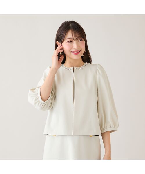 Rose Tiara / ローズティアラ ノーカラージャケット | 【UVカット/イージーケア】ノーカラージャケット | 詳細1