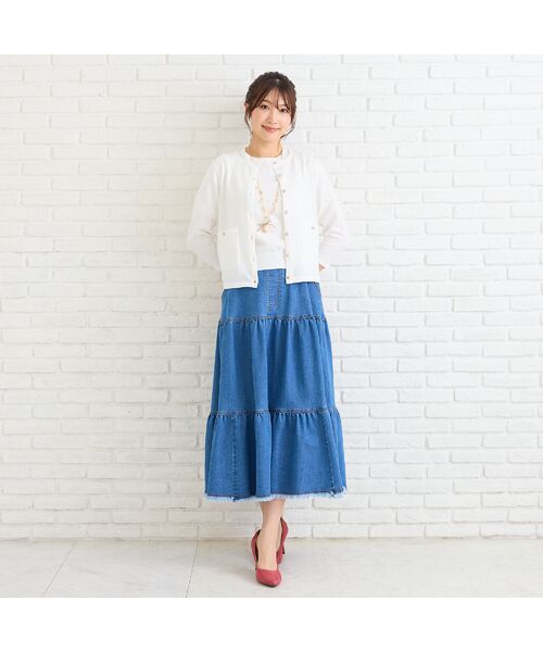 Rose Tiara / ローズティアラ ミニ・ひざ丈スカート | ティアードデニムスカート | 詳細3