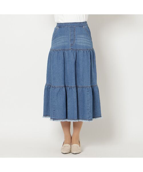 Rose Tiara / ローズティアラ ミニ・ひざ丈スカート | ティアードデニムスカート | 詳細5