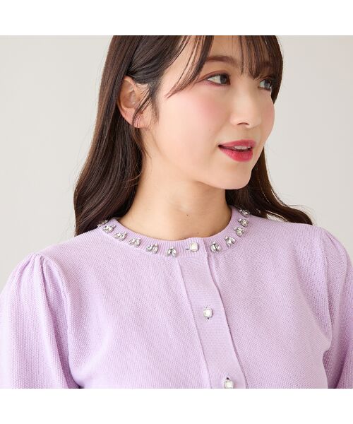 Rose Tiara / ローズティアラ ニット・セーター | 【綿100%】鹿の子編みビジューカーディガン | 詳細1