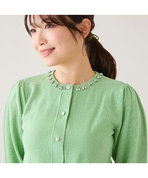 Rose Tiara / ローズティアラ ニット・セーター | 【綿100%】鹿の子編みビジューカーディガン | 詳細5