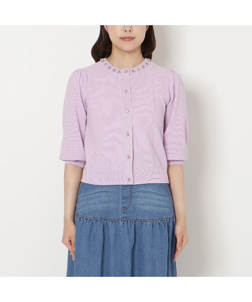 Rose Tiara / ローズティアラ ニット・セーター | 【綿100%】鹿の子編みビジューカーディガン | 詳細7