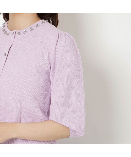 Rose Tiara / ローズティアラ ニット・セーター | 【綿100%】鹿の子編みビジューカーディガン | 詳細12