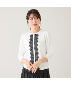 Rose Tiara / ローズティアラ ニット・セーター | レーストリミングニットカーディガン