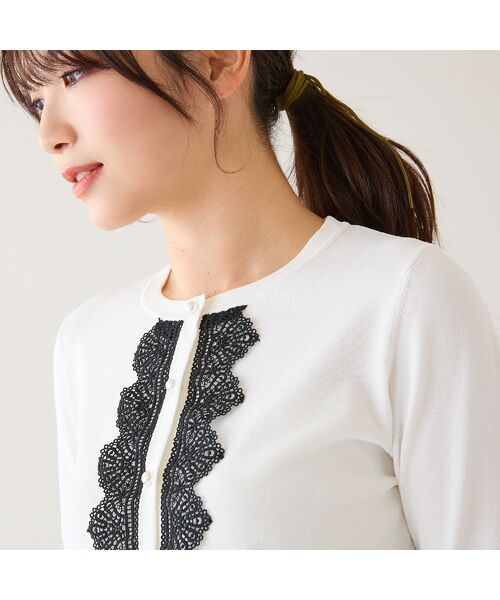 Rose Tiara / ローズティアラ ニット・セーター | レーストリミングニットカーディガン | 詳細1