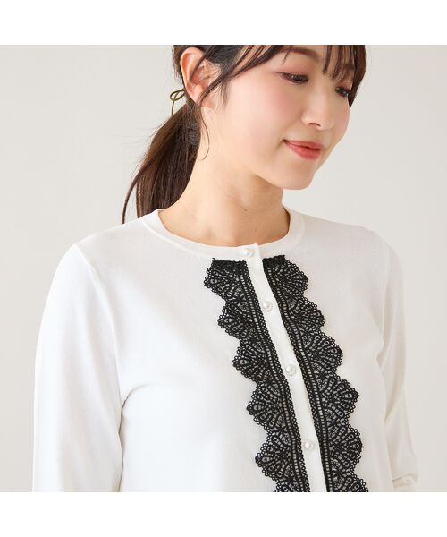 Rose Tiara / ローズティアラ ニット・セーター | レーストリミングニットカーディガン | 詳細2