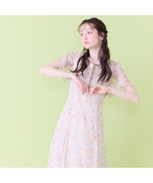Rose Tiara / ローズティアラ ミニ丈・ひざ丈ワンピース | わんにゃんプリントワンピース | 詳細5
