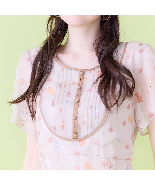 Rose Tiara / ローズティアラ ミニ丈・ひざ丈ワンピース | わんにゃんプリントワンピース | 詳細6