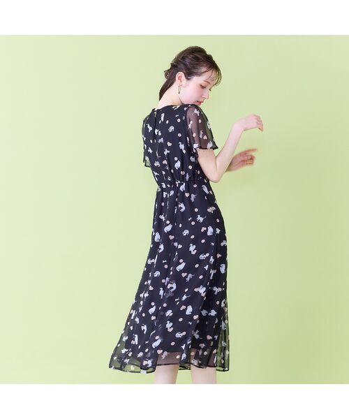 Rose Tiara / ローズティアラ ミニ丈・ひざ丈ワンピース | わんにゃんプリントワンピース | 詳細11