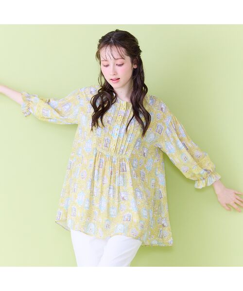 Rose Tiara / ローズティアラ シャツ・ブラウス | 【22fabric】ルームメイトPT/ヨーク切替チュニック（イエロー）