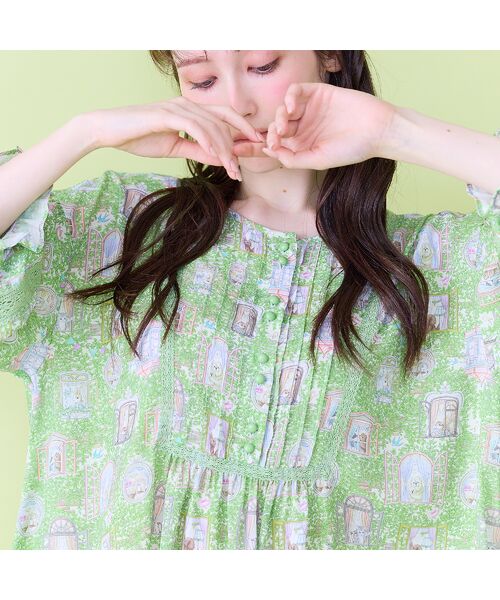 Rose Tiara / ローズティアラ シャツ・ブラウス | 【22fabric】ルームメイトPT/ヨーク切替チュニック（グリーン）