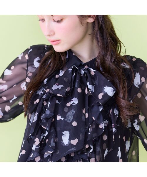 Rose Tiara / ローズティアラ シャツ・ブラウス | にゃんこプリントブラウス | 詳細1