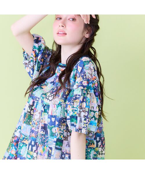 Rose Tiara / ローズティアラ シャツ・ブラウス | 【22fabric】アニバーサリーパッチワーク/ブラウス（ダークブルー）