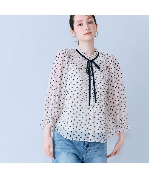 Rose Tiara / ローズティアラ シャツ・ブラウス | シアープリーツフリルブラウス/ ドット | 詳細1