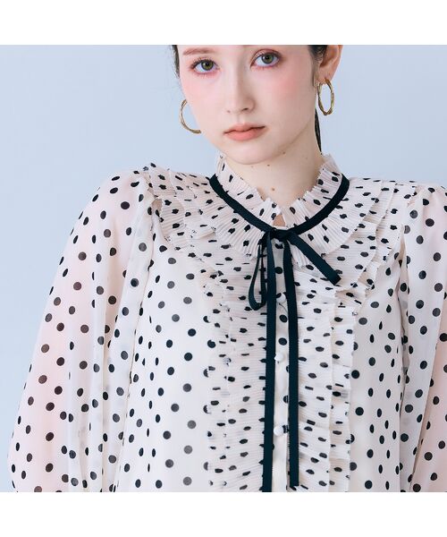 Rose Tiara / ローズティアラ シャツ・ブラウス | シアープリーツフリルブラウス/ ドット | 詳細5