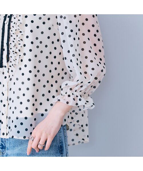 Rose Tiara / ローズティアラ シャツ・ブラウス | シアープリーツフリルブラウス/ ドット | 詳細6