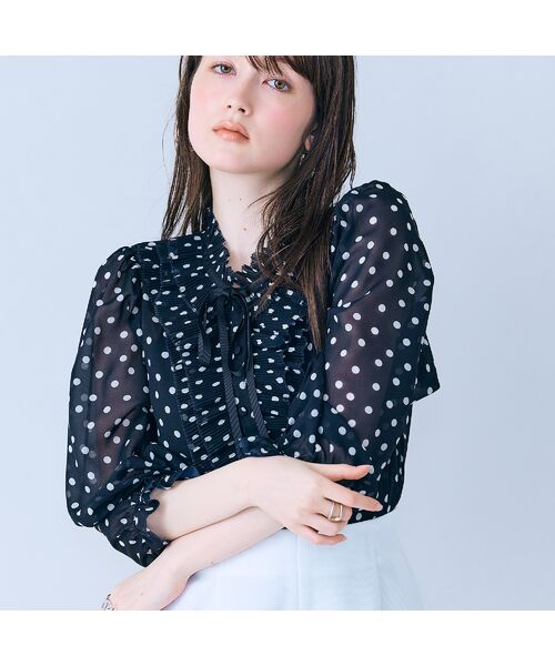 Rose Tiara / ローズティアラ シャツ・ブラウス | シアープリーツフリルブラウス/ ドット | 詳細8