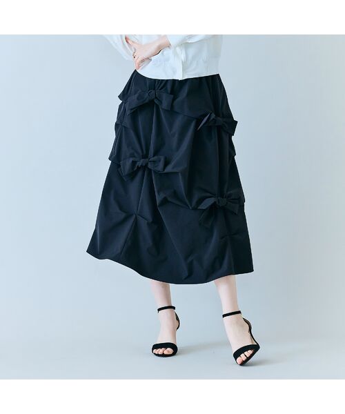 Rose Tiara / ローズティアラ ミニ・ひざ丈スカート | 立体リボンモチーフロングスカート | 詳細4