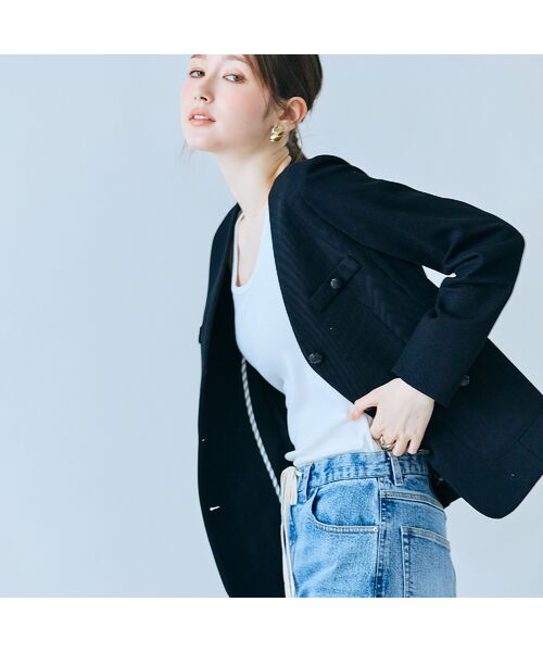 Rose Tiara / ローズティアラ ノーカラージャケット | カラミノーカラーVネックジャケット | 詳細1