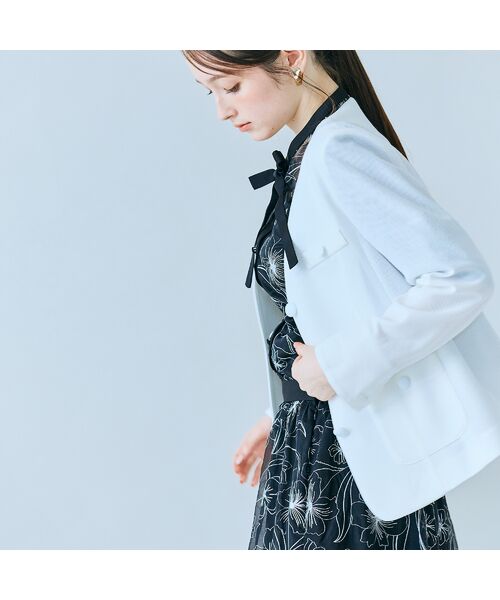 Rose Tiara / ローズティアラ ノーカラージャケット | カラミノーカラーVネックジャケット | 詳細3