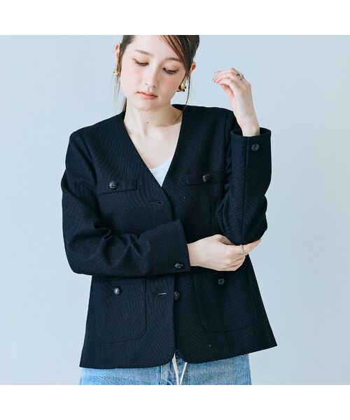 Rose Tiara / ローズティアラ ノーカラージャケット | カラミノーカラーVネックジャケット | 詳細10