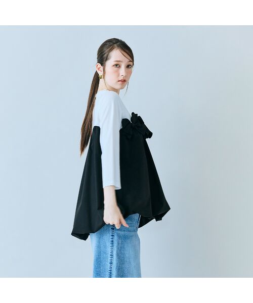 Rose Tiara / ローズティアラ カットソー | リボンモチーフ付き異素材カットソー | 詳細2