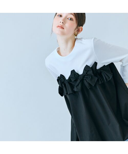 Rose Tiara / ローズティアラ カットソー | リボンモチーフ付き異素材カットソー | 詳細5