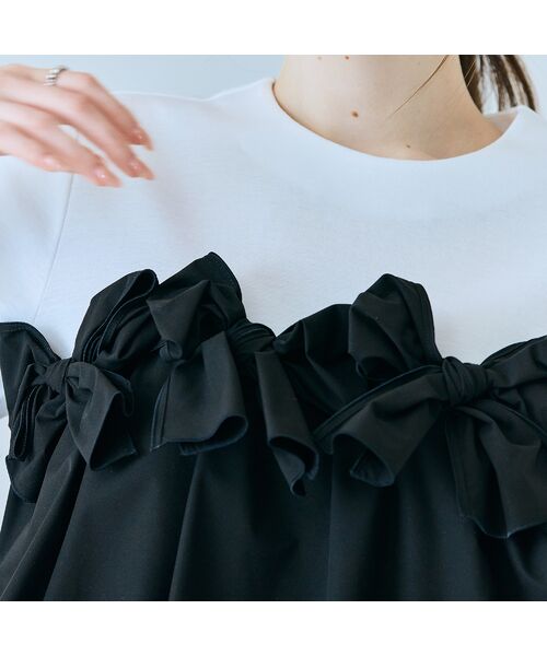 Rose Tiara / ローズティアラ カットソー | リボンモチーフ付き異素材カットソー | 詳細6