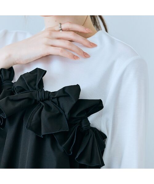 Rose Tiara / ローズティアラ カットソー | リボンモチーフ付き異素材カットソー | 詳細7